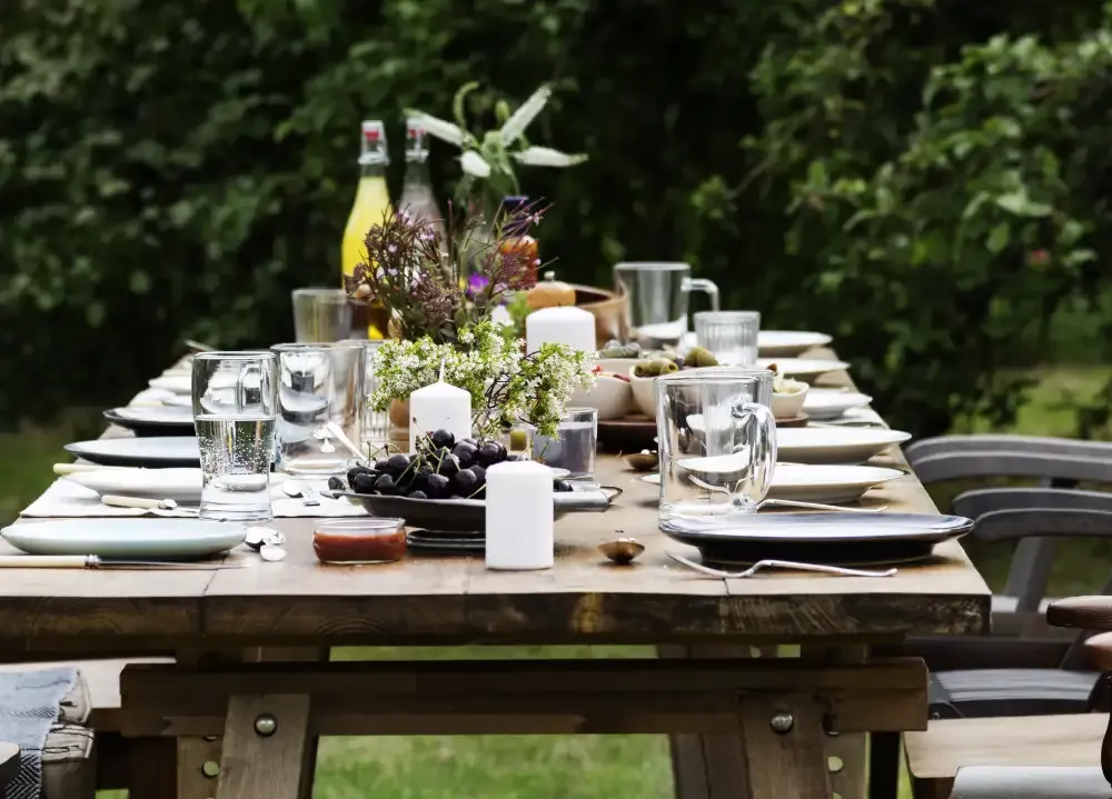 Tableware prepared for an event